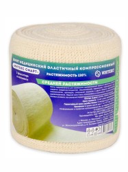 Бинт эластичный компрессионный Интекс-Смарт средней растяжимости (без индикатора давления) с 2 фиксаторами р. 3.5мх10см