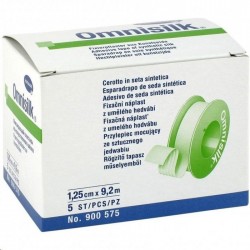 Лейкопластырь фиксирующий Omnisilk из искусственного шелка гипоаллергенный р. 1.25смх9.2м 5 шт.