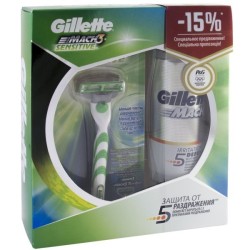 Набор Gillette станок мак 3 сенситив + гель для бритья успокаивающий 200 мл