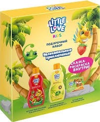 Набор Little love Увлекательные приключения Шампунь-бальзам + пена для ванны + гель для душа 2 в 1 + мыло + сказка-раскраска