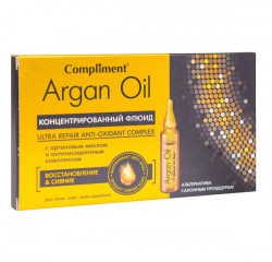 Флюид для лица шеи и зоны декольте Compliment Арган оил концентрированный Восстановление и сияние 7 шт. 2 мл