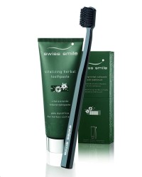 Набор Swiss Smile Женева - витаминно-травяная зубная паста Хербал блисс 75 мл + мягкая зеленая зубная щетка