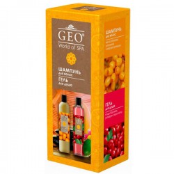 Набор GEO World of SPA №282 Питание и свежесть шампунь для волос питание и защита облепиха шиповник + гель для душа бодрящая свежесть брусника розмарин масло мяты 335 мл + 335 мл