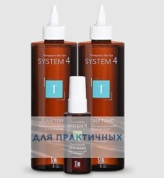 Набор System-4 Для практичных Тоник несмываемый T для нормальной и жирной кожи + кондиционер-спрей R для всех типов волос 500 мл + 500 мл + 50 мл