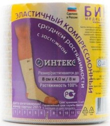 Бинт эластичный компрессионный Интекс средней растяжимости с застежкой р. 4мх8см