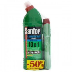 Набор гель чистящий дезинфицирующий Санфор Универсал Морской бриз + крем чистящий дезинфицирующий Санита Универсал Зеленый чай и лайм со скидкой 50% 750 г + 300 г