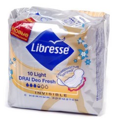 Прокладки женские Libresse инвизибл ультра драй клип лайт део фреш 10 шт.
