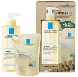 Набор La Roche-Posay Липикар АП+ масло для ванны и душа липидовосполняющее - флакон с дозатором + сменный блок (рефил) 400 мл + 400 мл