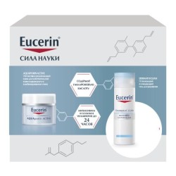 Набор Eucerin крем Аквапорин актив интенсивно увлажняющий для чувствительной кожи нормальной и комбинированного типа + гель для умывания Дерматоклин освежающий очищающий 50 мл + 200 мл