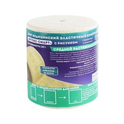 Бинт эластичный компрессионный Интекс-Смарт средней растяжимости с рисунком (с индикатором давления) с 2 фиксаторами р. 3.5мх8см