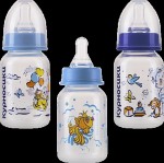 Бутылочка для кормления, Курносики 125 мл арт. 11142 полипропиленовая с силиконовой соской с рождения рисунок в ассортименте