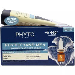 Набор Phyto Фитоциан-Мэн для мужчин - сыворотка против выпадения волос 12 флаконов по 3.5 мл + шампунь укрепляющий 100 мл