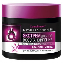 Бальзам-маска для волос Compliment Кератин & Аргинин экстремальное восстановление для истонченных и секущихся волос 300 мл