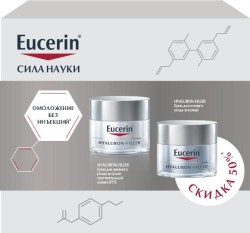 Набор Eucerin Гиалурон-филлер крем ночной + крем дневной для сухой чувствительной кожи SPF15 50 мл + 50 мл