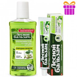 Набор Лесной бальзам ополаскиватель для десен Природная свежесть + зубная паста Природная свежесть алоэ 250 мл + 50 мл