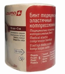 Бинт медицинский эластичный компрессионный Lauma средней растяжимости р. 10смх3м